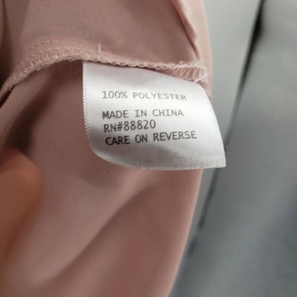 Adrienne Vittadini Pink Blush Blouse Women Size 2x Roll Tab Sleeve V Neck Pocket - Picture 5 of 11